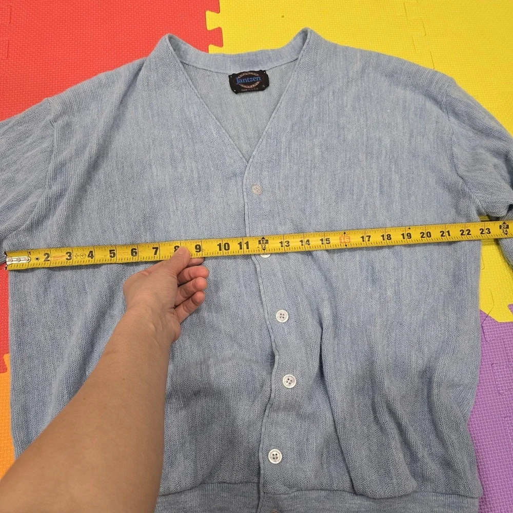 Vintage‎ Jantzen Light Blue Knit Cardigan Sweater Men's XL Made in USA Soft